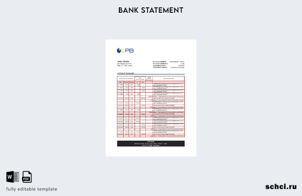 цифровая загрузка шаблона Excel банковской выписки Латвии LPB